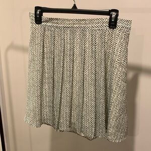 Pleated Chiffon Skirt Cream and Green Chevron Stripe